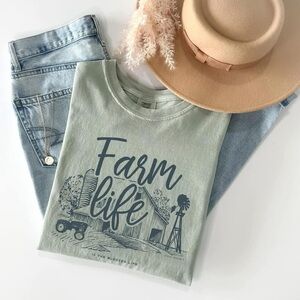 Comfort Colors Farm Life Graphic Tee - Light Green